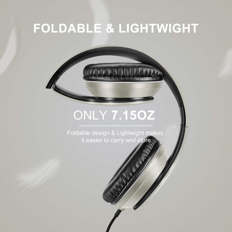 LORELEI X6 Over-Ear Headphones With Microphone, Lightweight Foldable & Portable Stereo Bass With 1.45M No-Tangle, Wired for Smartphone Tablet MP3/4 - Image 4